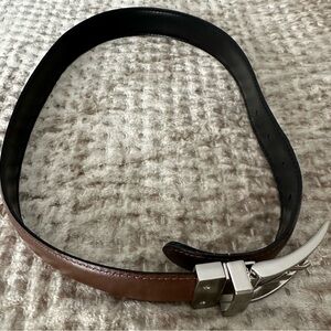 Boys Brown Leather Belt with Silver Buckle 30 Inches Long